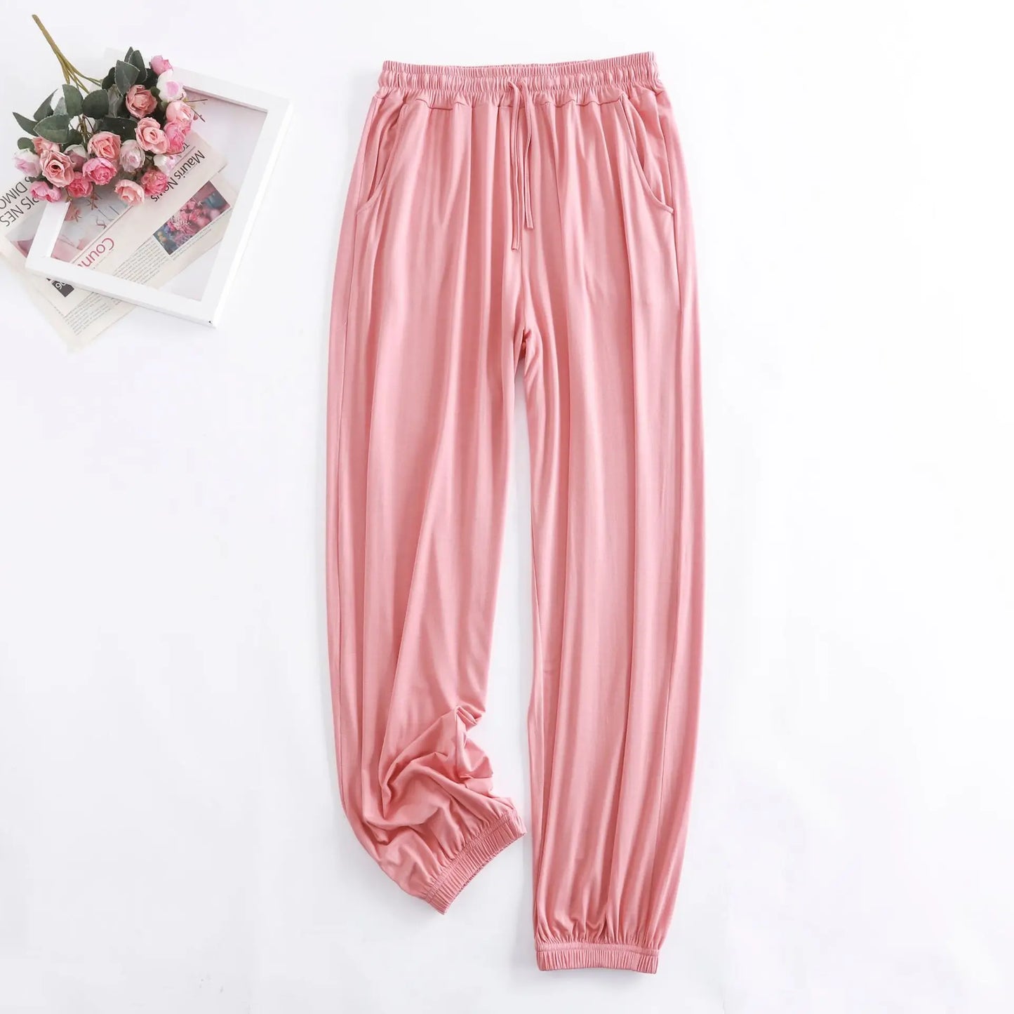 Pantalon Pour Femme New Spring Autumn Soft Modal Women's Pajamas Pant Home Wear Sleep Bottoms Wide Leg Trousers 13 Colors