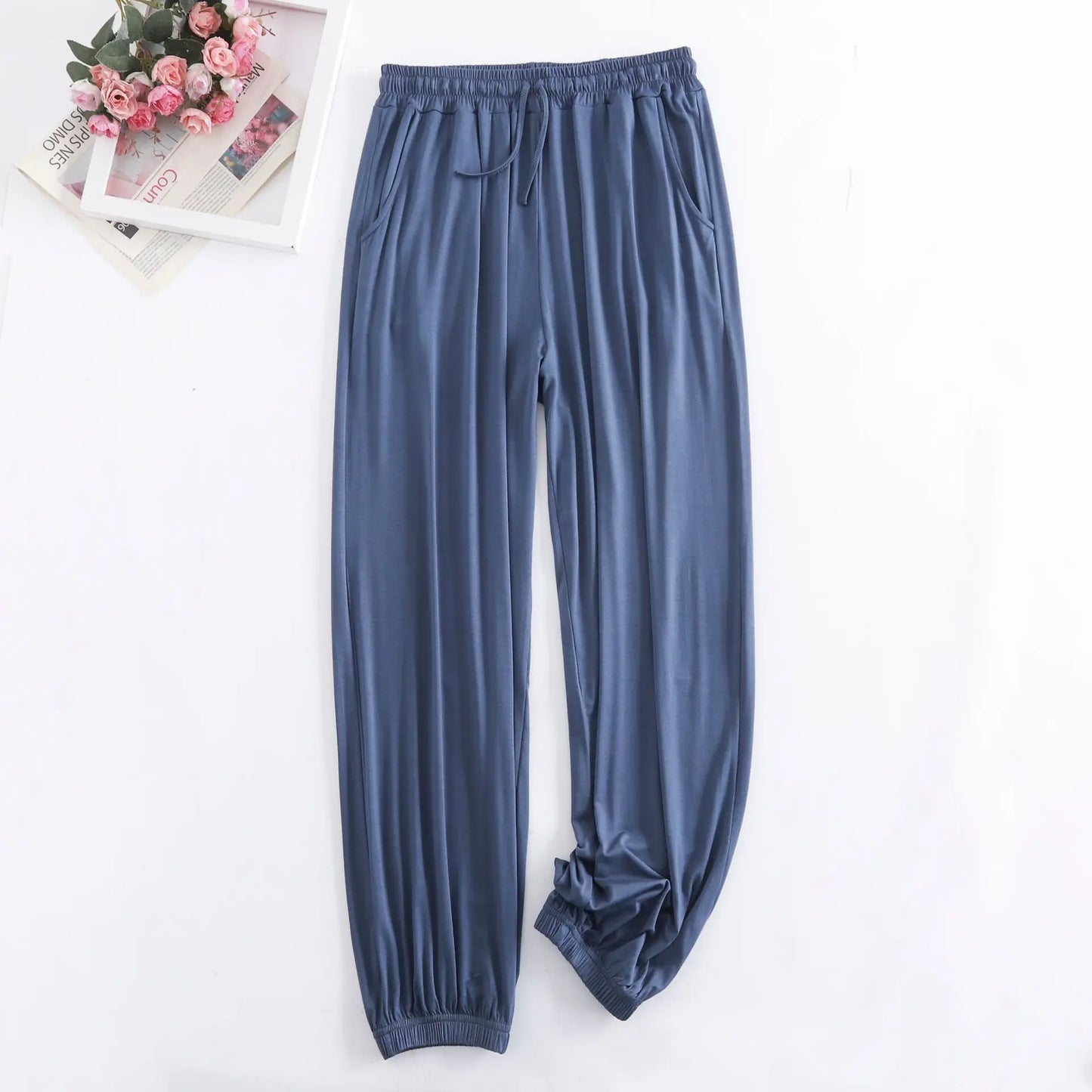 Pantalon Pour Femme New Spring Autumn Soft Modal Women's Pajamas Pant Home Wear Sleep Bottoms Wide Leg Trousers 13 Colors