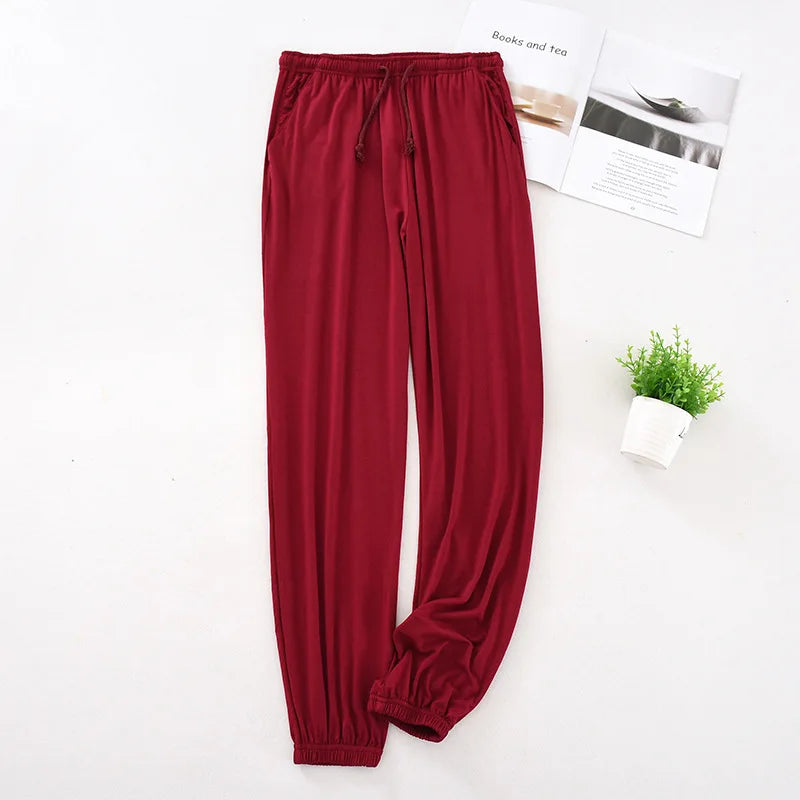 Modal Sleep Bottoms Men Lounge Wear Pants Viscose Sleepwear Casual Soft Sleeping Pants Spring Summer Mosquito Proof Trousers