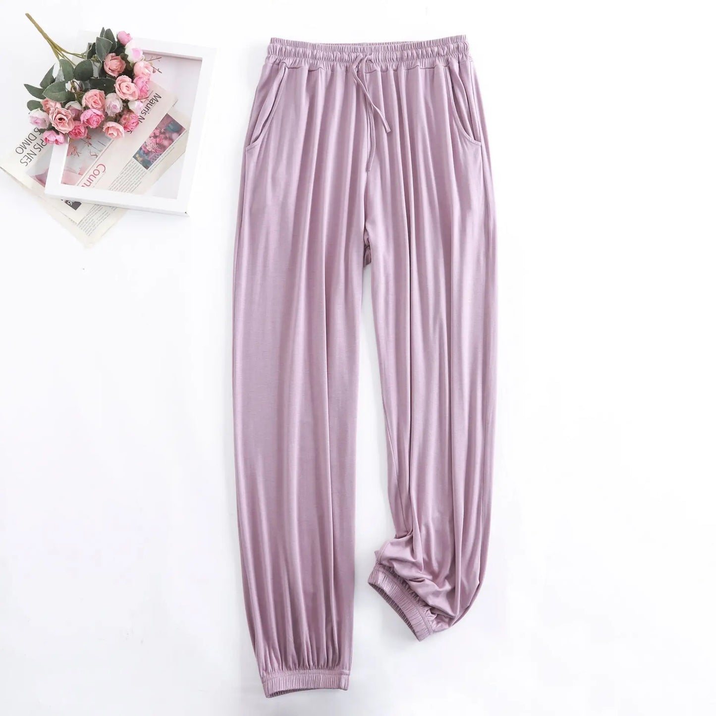 Pantalon Pour Femme New Spring Autumn Soft Modal Women's Pajamas Pant Home Wear Sleep Bottoms Wide Leg Trousers 13 Colors