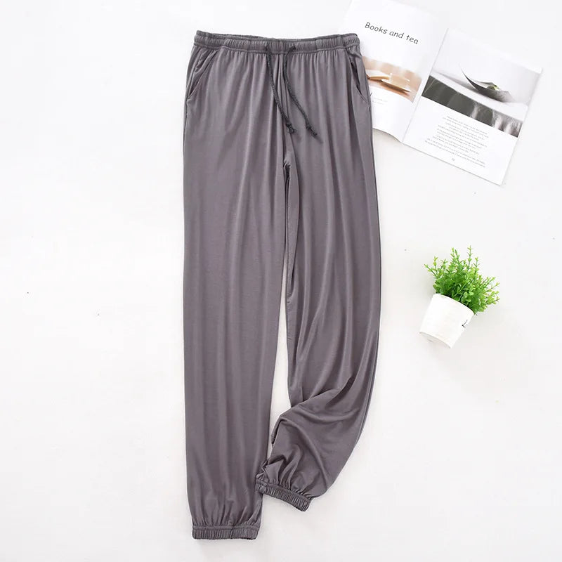 Modal Sleep Bottoms Men Lounge Wear Pants Viscose Sleepwear Casual Soft Sleeping Pants Spring Summer Mosquito Proof Trousers