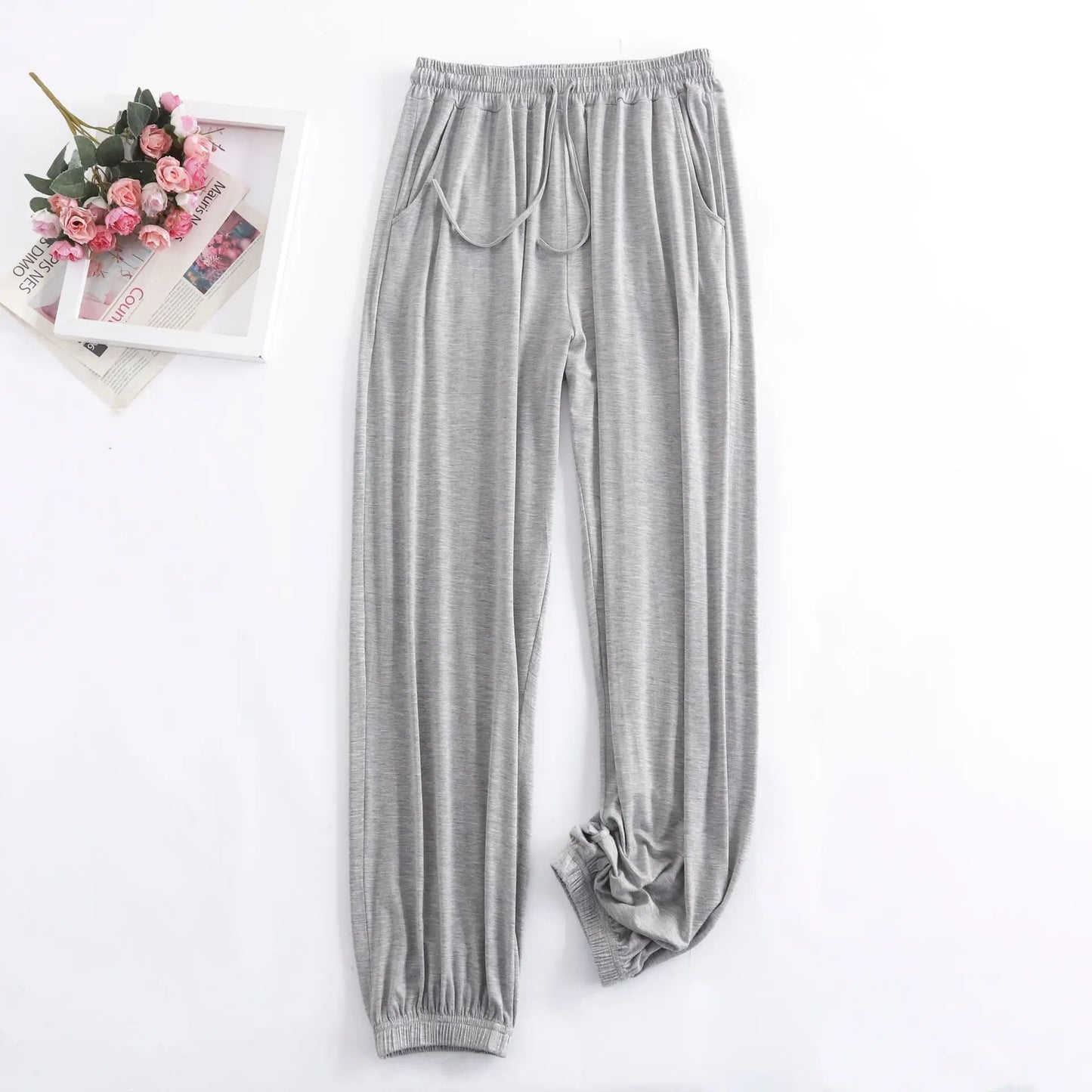 Pantalon Pour Femme New Spring Autumn Soft Modal Women's Pajamas Pant Home Wear Sleep Bottoms Wide Leg Trousers 13 Colors