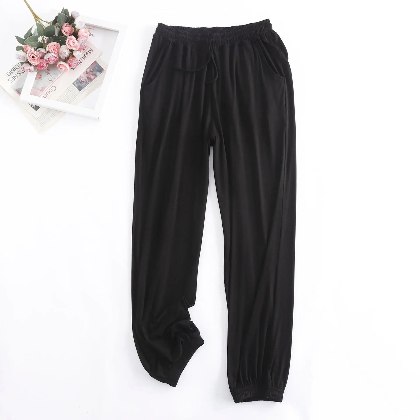 Pantalon Pour Femme New Spring Autumn Soft Modal Women's Pajamas Pant Home Wear Sleep Bottoms Wide Leg Trousers 13 Colors