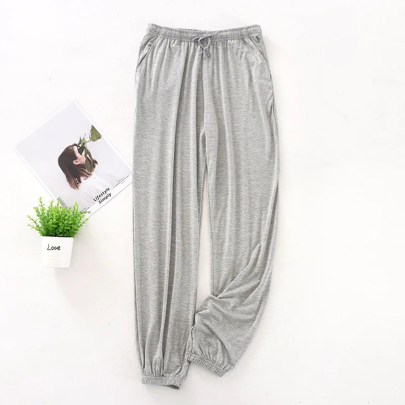 Modal Sleep Bottoms Men Lounge Wear Pants Viscose Sleepwear Casual Soft Sleeping Pants Spring Summer Mosquito Proof Trousers