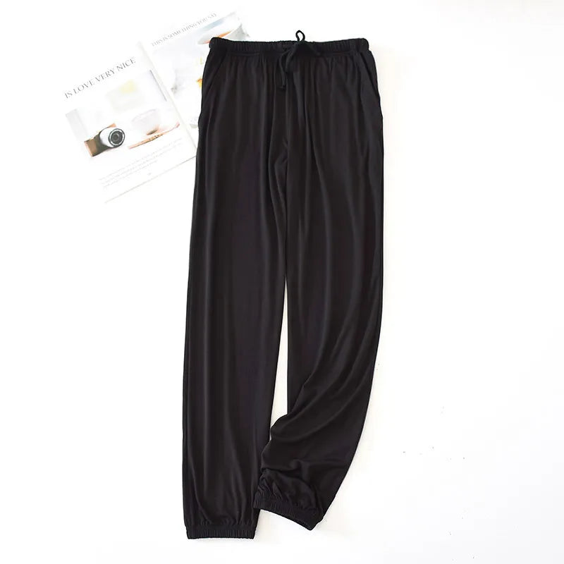 Modal Sleep Bottoms Men Lounge Wear Pants Viscose Sleepwear Casual Soft Sleeping Pants Spring Summer Mosquito Proof Trousers