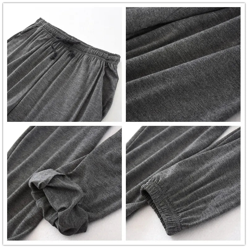 Modal Sleep Bottoms Men Lounge Wear Pants Viscose Sleepwear Casual Soft Sleeping Pants Spring Summer Mosquito Proof Trousers