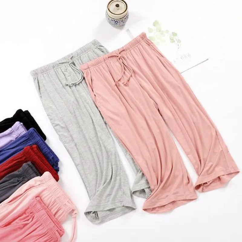 Women's pajamas pant summer cropped trousers modal comfortable home pants sports lounge wear large size sleepwear pant M-3XL