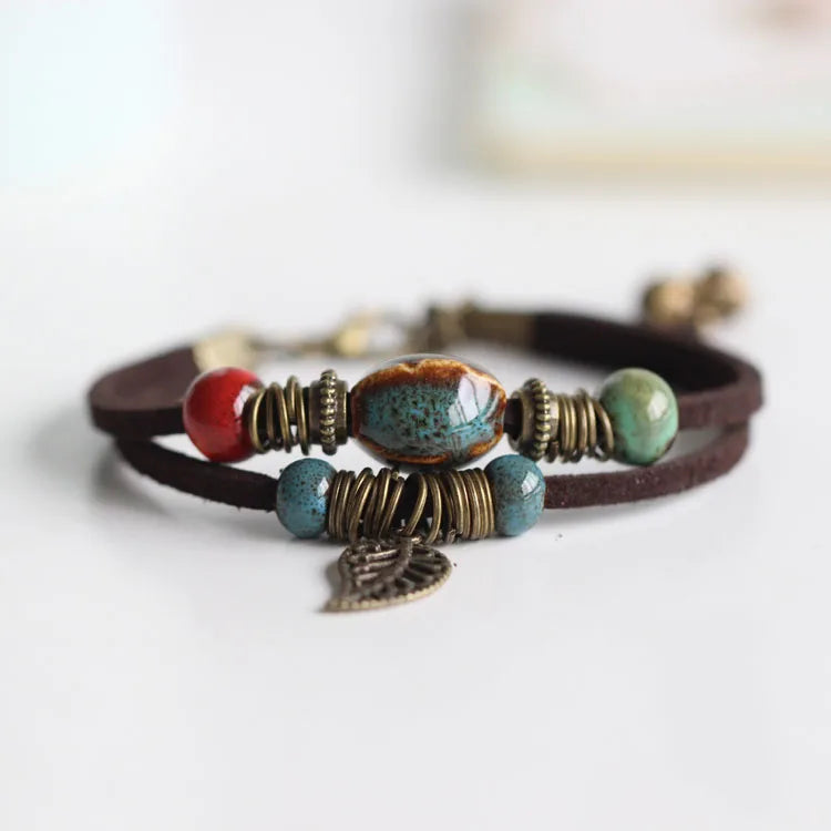 National Wind Restoring Ancient Ways Is The High Temperature Glaze Ceramic Handmade Trinkets Women's Fashion Bracelets #1077