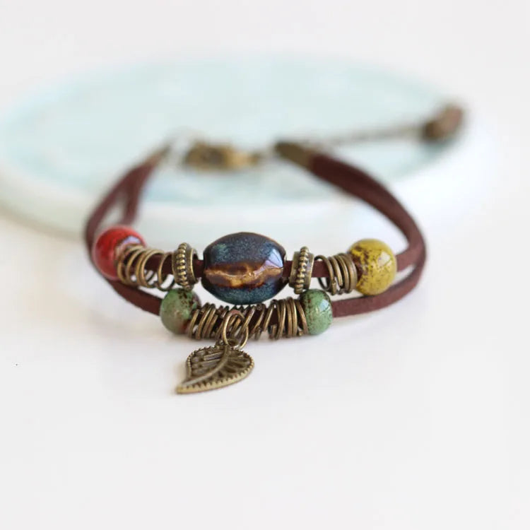 National Wind Restoring Ancient Ways Is The High Temperature Glaze Ceramic Handmade Trinkets Women's Fashion Bracelets #1077