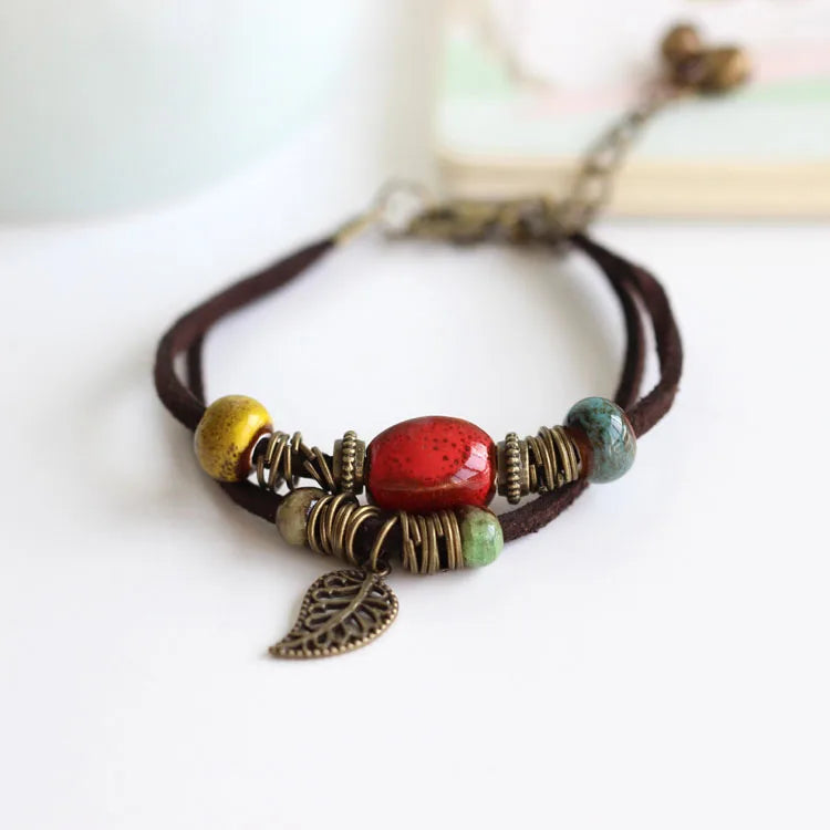 National Wind Restoring Ancient Ways Is The High Temperature Glaze Ceramic Handmade Trinkets Women's Fashion Bracelets #1077