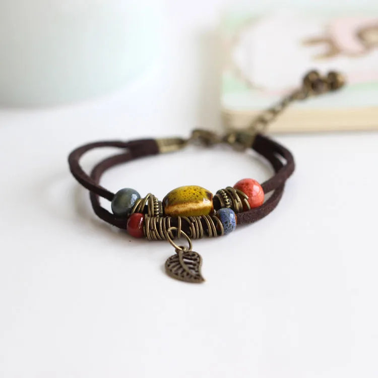 National Wind Restoring Ancient Ways Is The High Temperature Glaze Ceramic Handmade Trinkets Women's Fashion Bracelets #1077