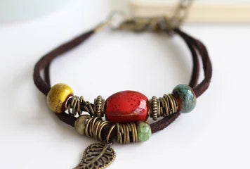 National Wind Restoring Ancient Ways Is The High Temperature Glaze Ceramic Handmade Trinkets Women's Fashion Bracelets #1077