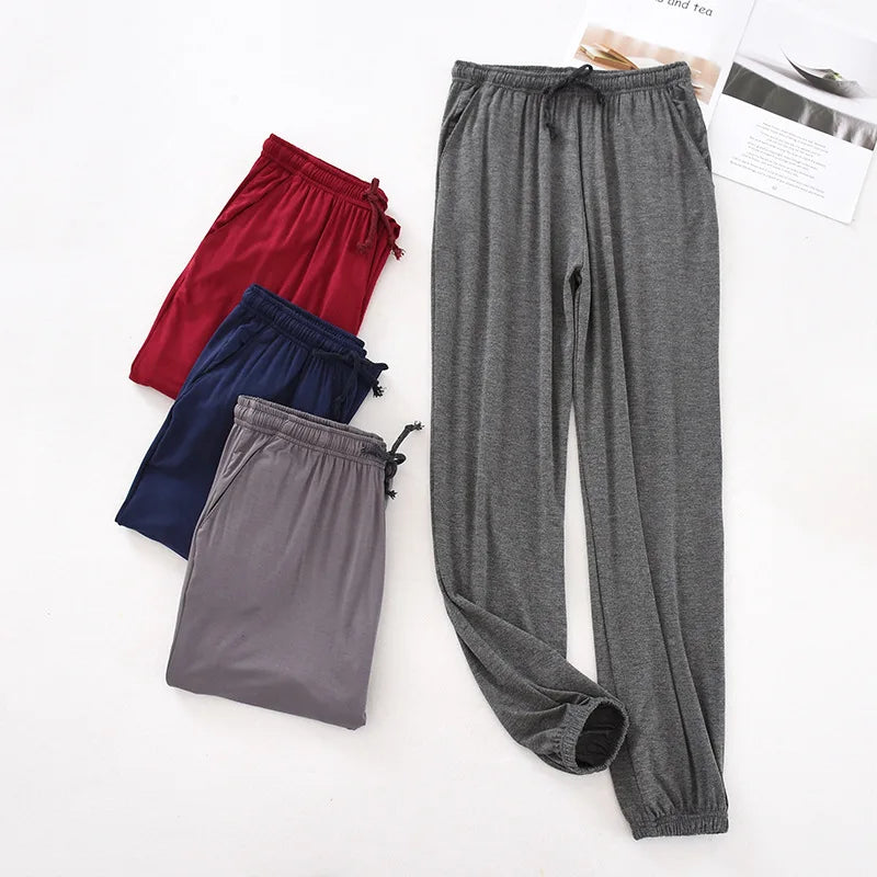 Modal Sleep Bottoms Men Lounge Wear Pants Viscose Sleepwear Casual Soft Sleeping Pants Spring Summer Mosquito Proof Trousers