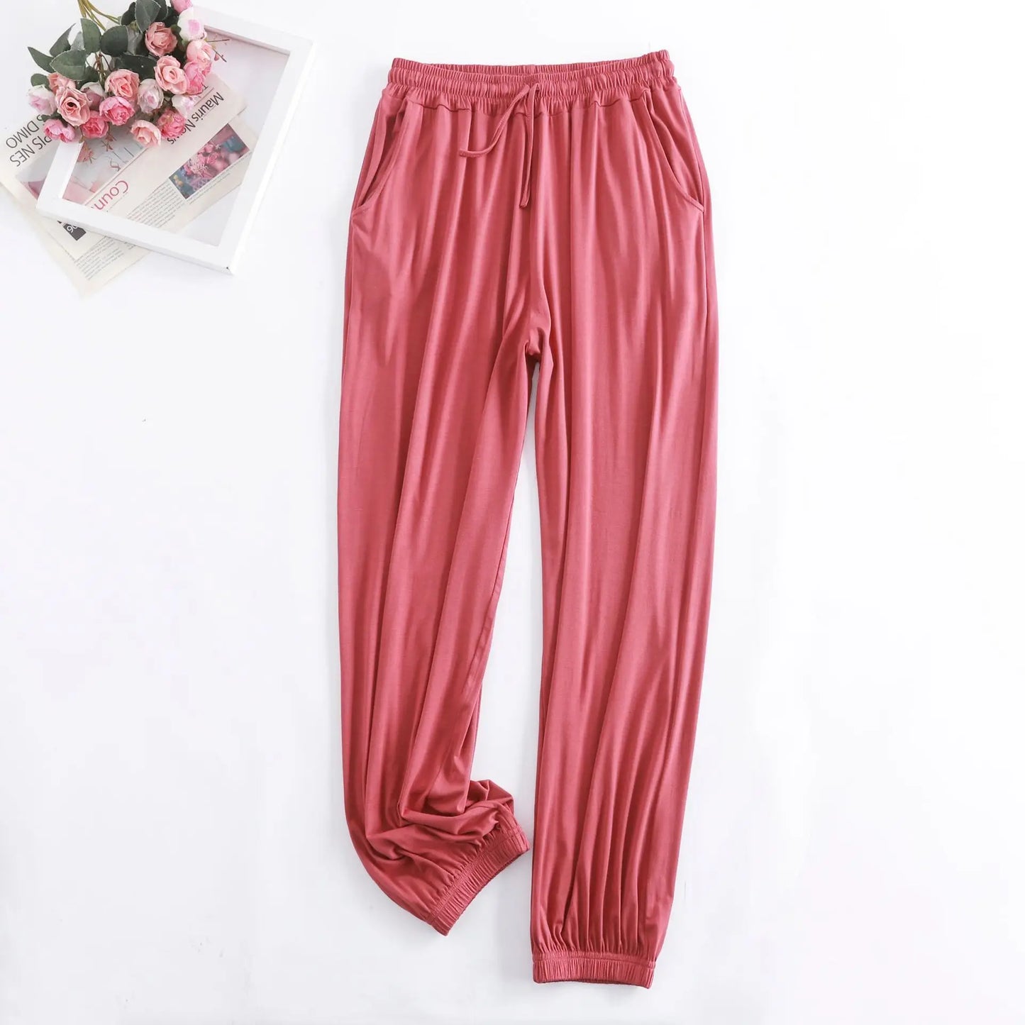 Pantalon Pour Femme New Spring Autumn Soft Modal Women's Pajamas Pant Home Wear Sleep Bottoms Wide Leg Trousers 13 Colors