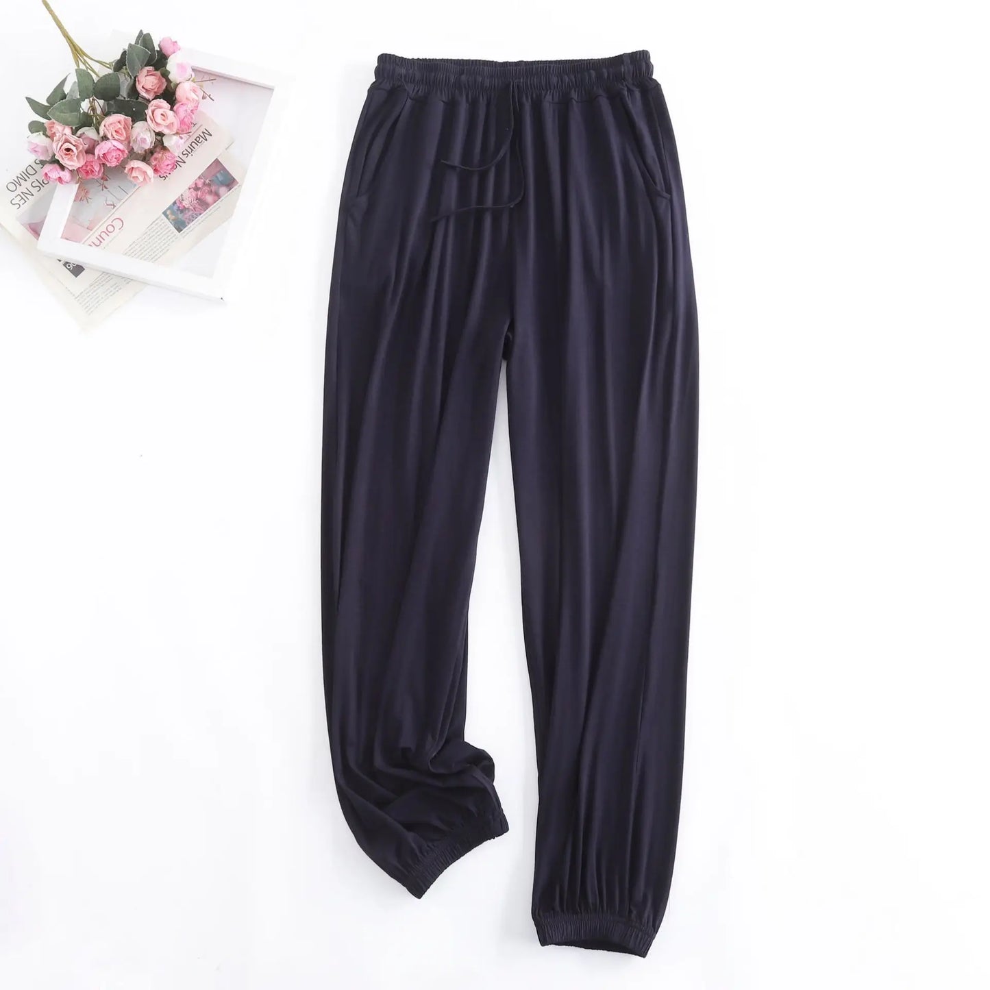 Pantalon Pour Femme New Spring Autumn Soft Modal Women's Pajamas Pant Home Wear Sleep Bottoms Wide Leg Trousers 13 Colors