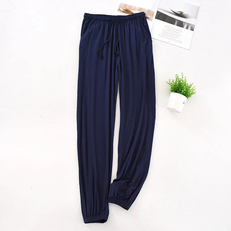 Modal Sleep Bottoms Men Lounge Wear Pants Viscose Sleepwear Casual Soft Sleeping Pants Spring Summer Mosquito Proof Trousers