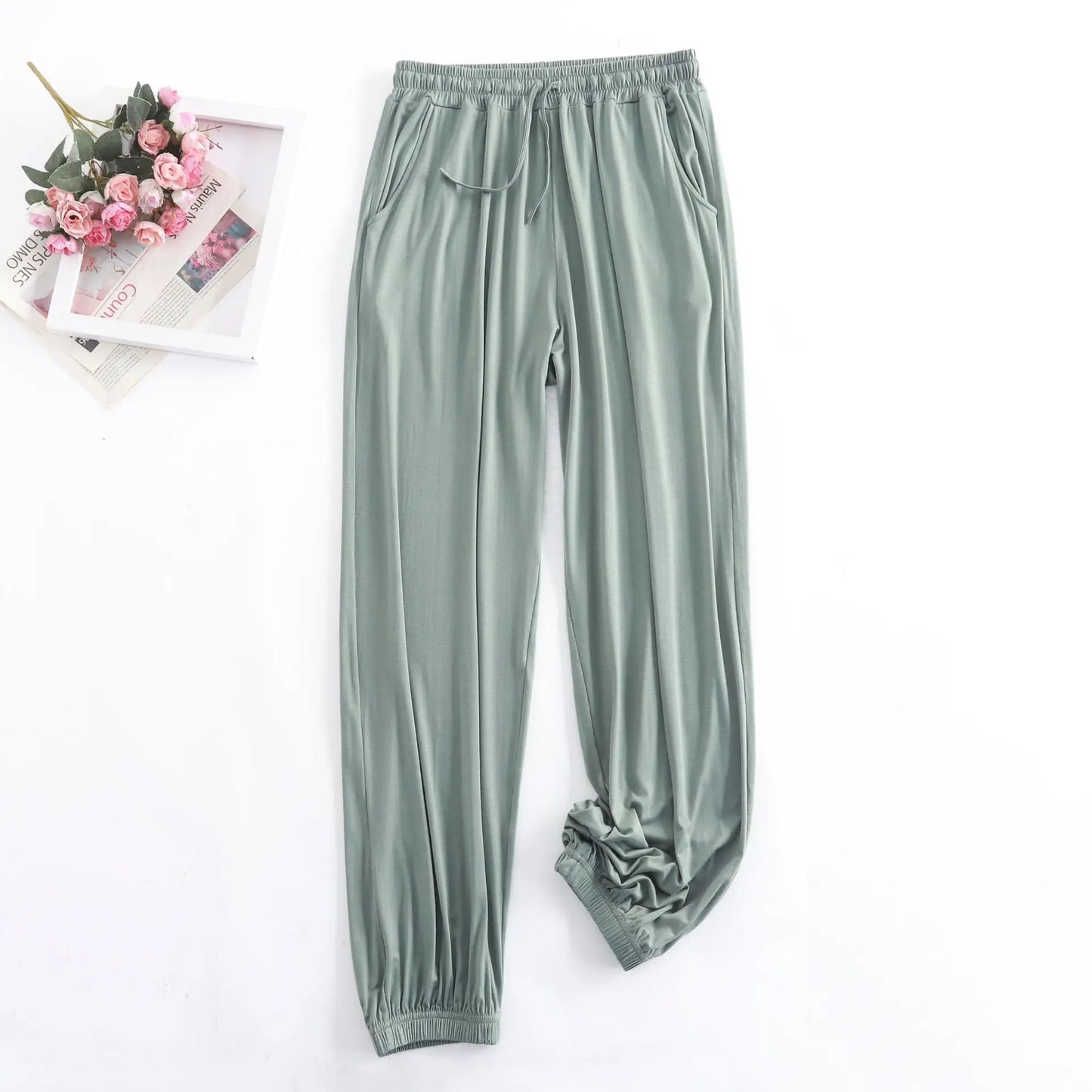 Pantalon Pour Femme New Spring Autumn Soft Modal Women's Pajamas Pant Home Wear Sleep Bottoms Wide Leg Trousers 13 Colors