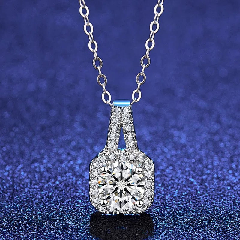 Diamond Necklace Women S925 Sterling Silver 1 Karat Summer Simple Pendant Clover Choker Valentine's Day Gift
