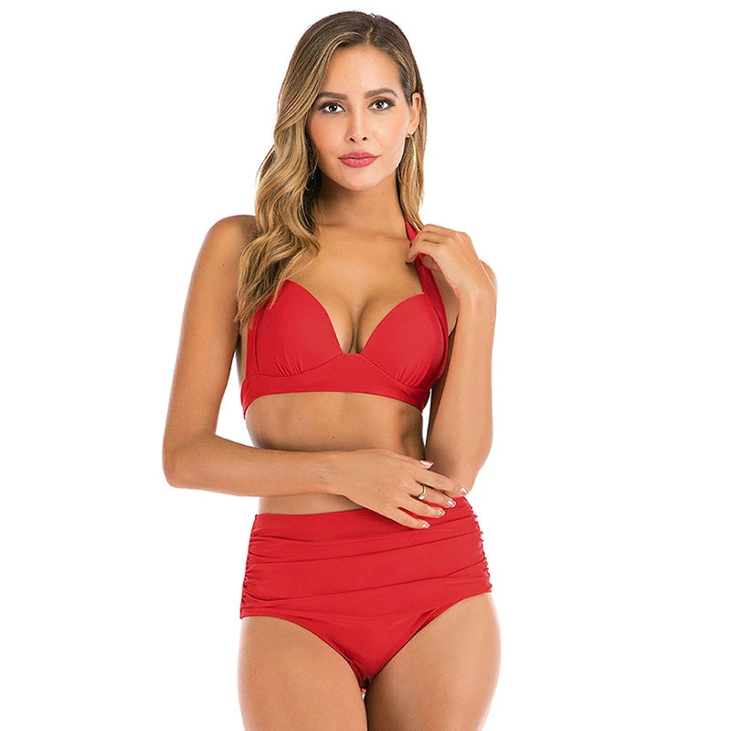 2021 Woman Plus Size Swimwear High Waist S-3XL Bikini Big Women Bathing Suits Floral Vintage Female Sexy Bather Swimsuits
