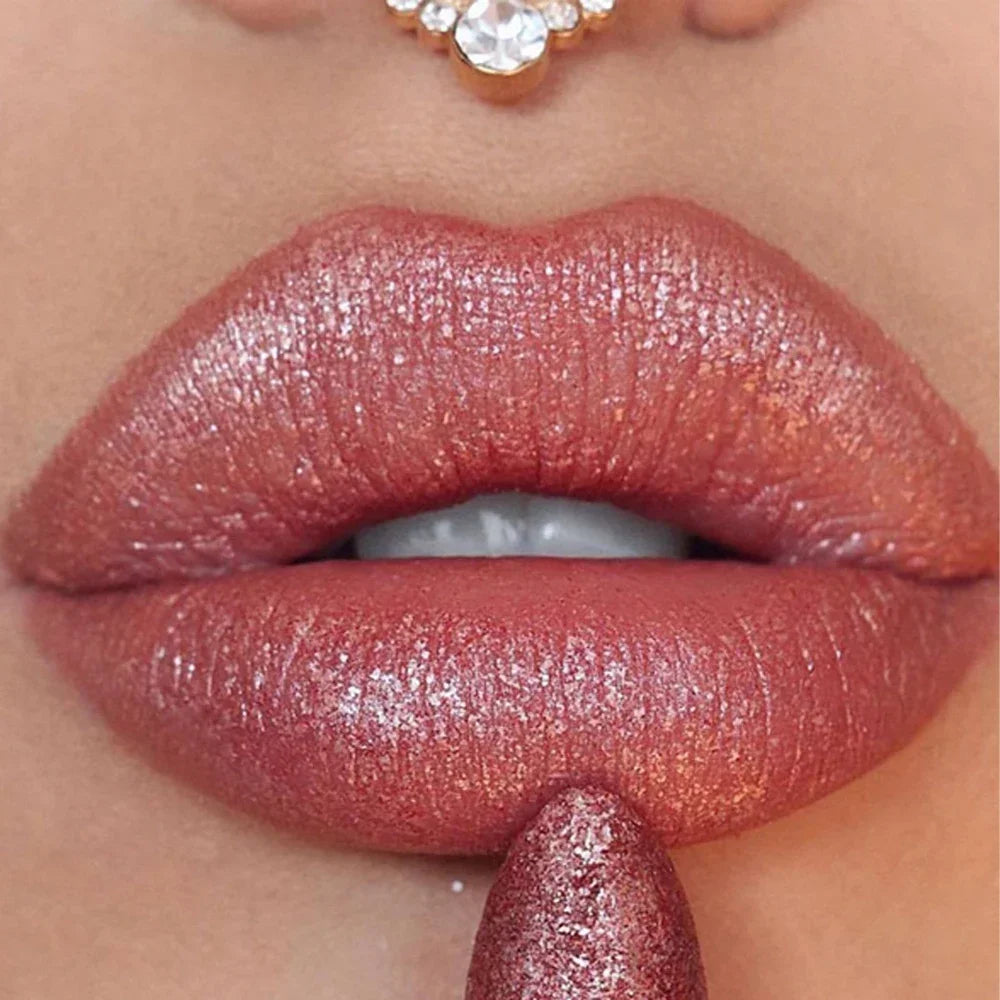 6Colors Glitter Metallic Lipstick Waterproof Long Lasting Diamond Pearlescent Lipstick Sexy Lipgloss Moisturizing Lips Makeup