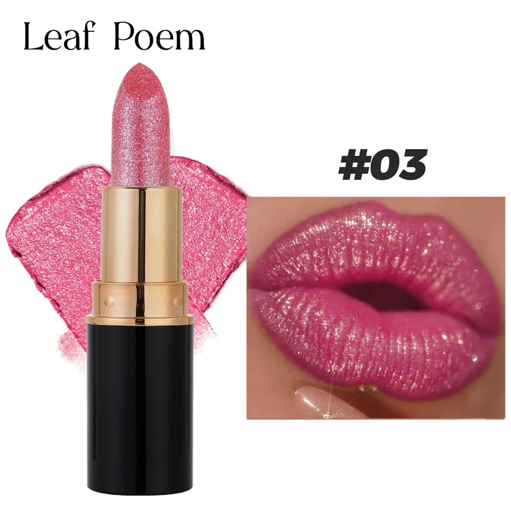 6Colors Glitter Metallic Lipstick Waterproof Long Lasting Diamond Pearlescent Lipstick Sexy Lipgloss Moisturizing Lips Makeup