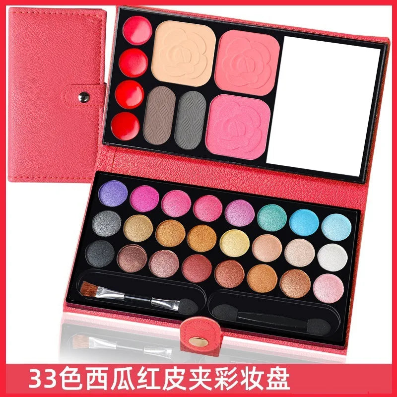 33 Colors Makeup Kit Eyeshadow Powder Blush Lipstick Pallets Long Lasting Girl Pan with Mirror Beginner Plate Cosmetics Makeup