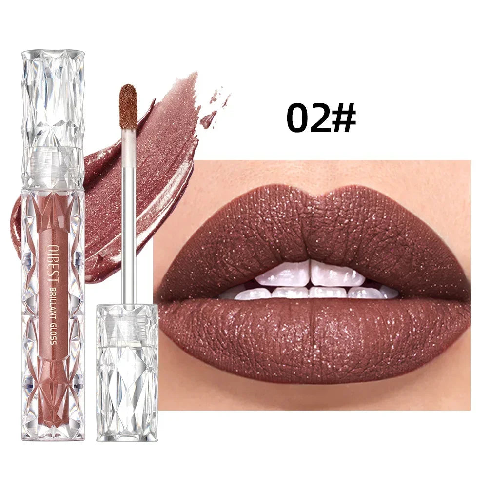 Glitter Diamond Liquid Lipstick Non-stick Cup Non-fading Lip Gloss Moisturizes Pearlescent Lip Glaze Women Sexy Lip Tint Makeup