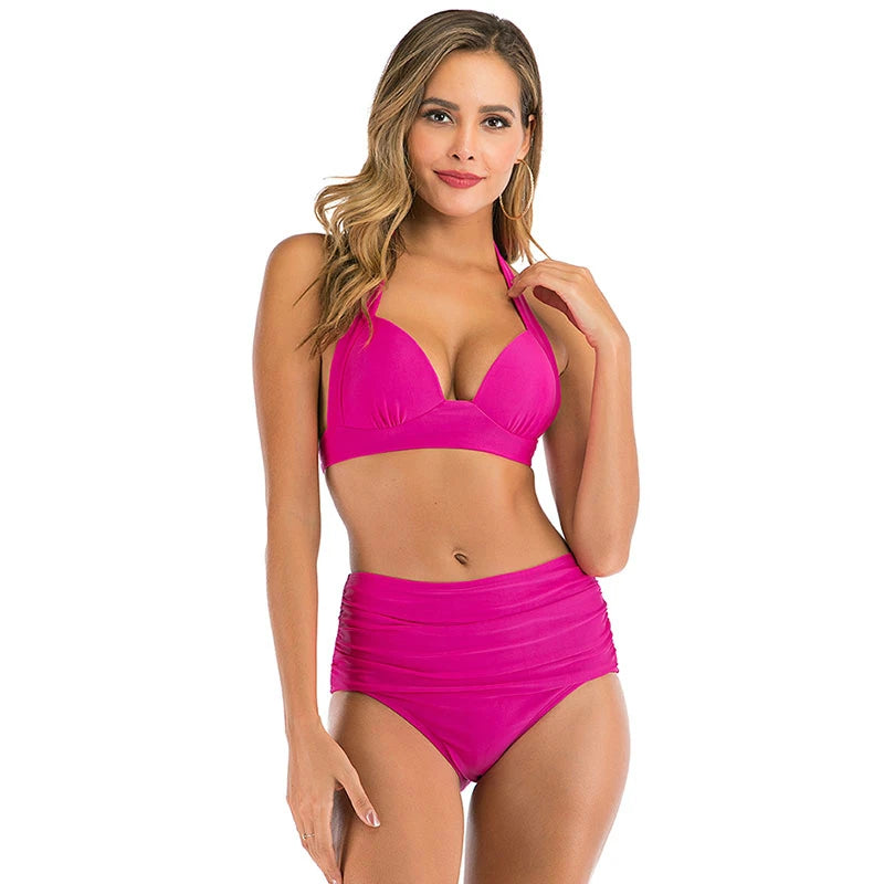 2021 Woman Plus Size Swimwear High Waist S-3XL Bikini Big Women Bathing Suits Floral Vintage Female Sexy Bather Swimsuits