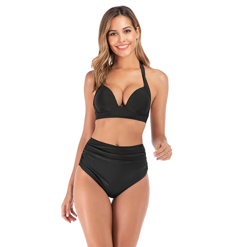 2021 Woman Plus Size Swimwear High Waist S-3XL Bikini Big Women Bathing Suits Floral Vintage Female Sexy Bather Swimsuits