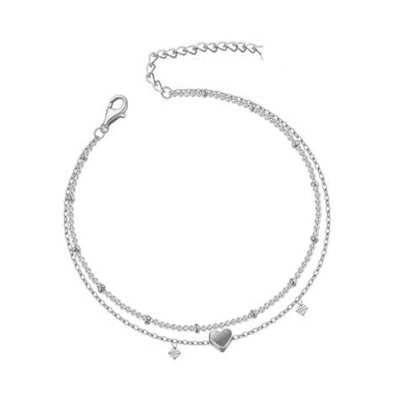 Dainty 14k Gold Plated Bracelets Love Heart Stainless Steel Bracelets for Women Chain Bracelet CZ Gifts Women's Jewelry Summer