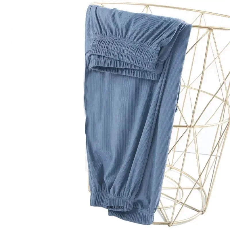 Plus Size 6XL 150KG Summer Thin Pants Solid Color Wide Leg Pants High Elastic Loose Big Home Pants
