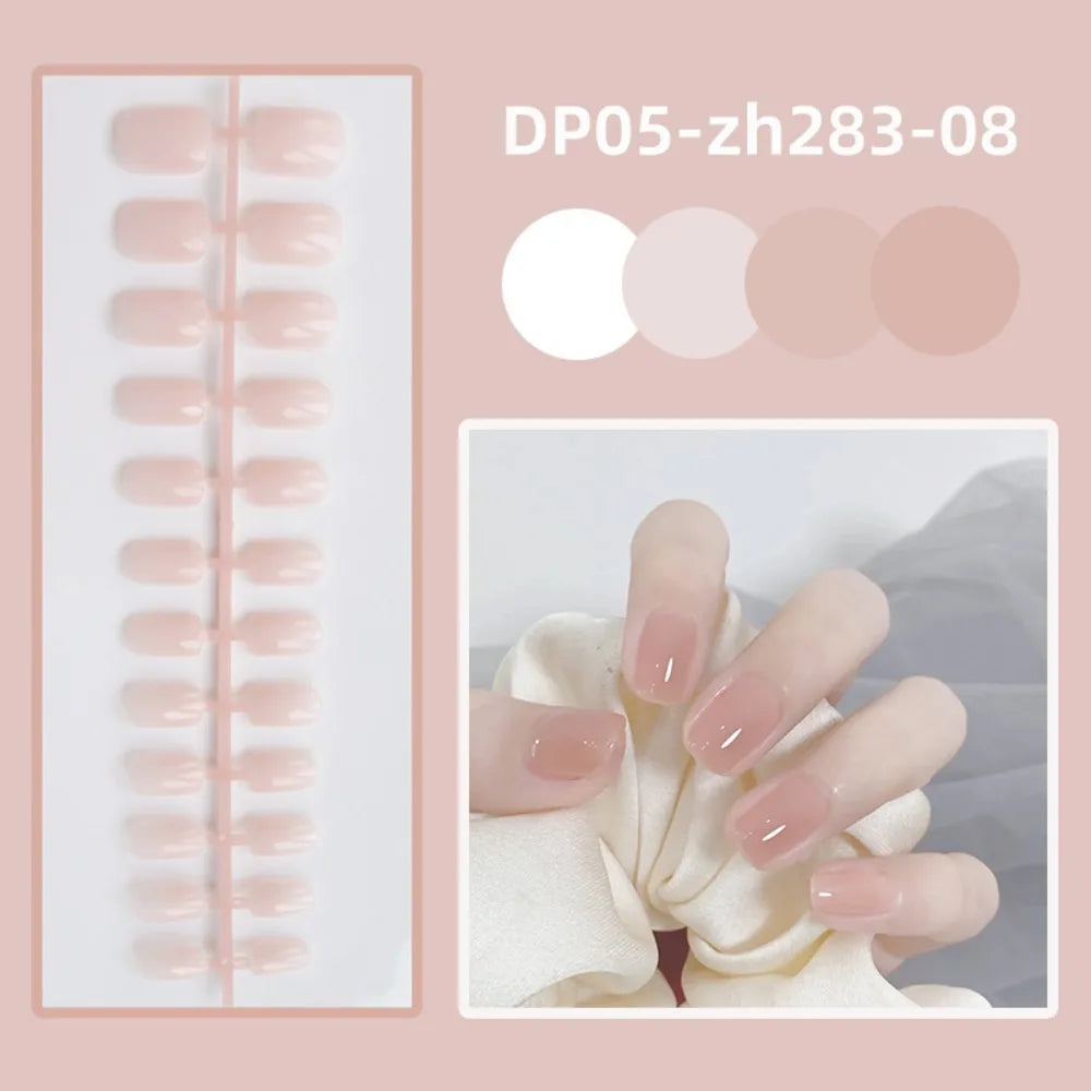 24pcs Detachable Short Square Head False Nails Ballerina Full Cover Glossy Wearable Fake Nails Solid Color Manicure Tool