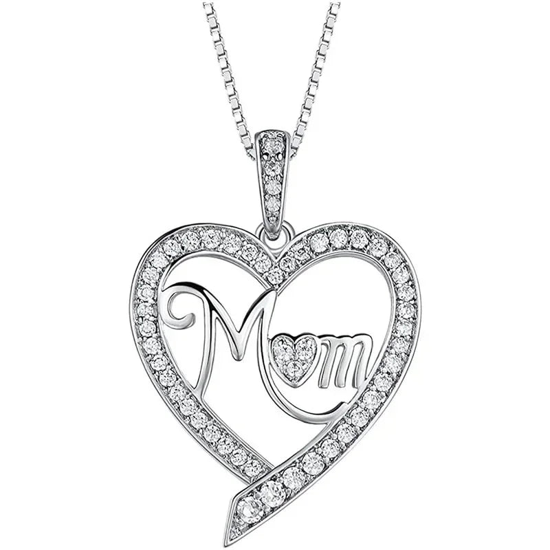 New Mother's Day Women Necklace Love Green Cubic Zirconia Letter "I You" Exquisite Anniversary Gift Mom Fashion Jewelry