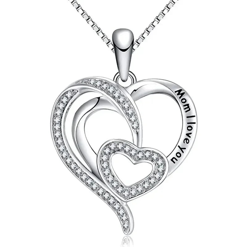 New Mother's Day Women Necklace Love Green Cubic Zirconia Letter "I You" Exquisite Anniversary Gift Mom Fashion Jewelry
