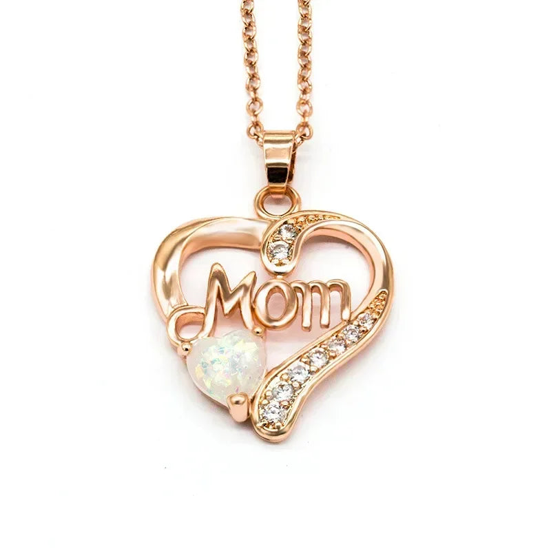 New Mother's Day Women Necklace Love Green Cubic Zirconia Letter "I You" Exquisite Anniversary Gift Mom Fashion Jewelry