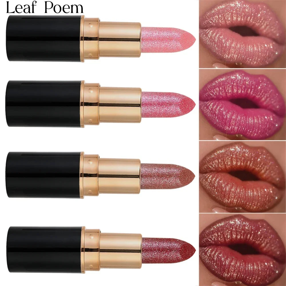 6Colors Glitter Metallic Lipstick Waterproof Long Lasting Diamond Pearlescent Lipstick Sexy Lipgloss Moisturizing Lips Makeup