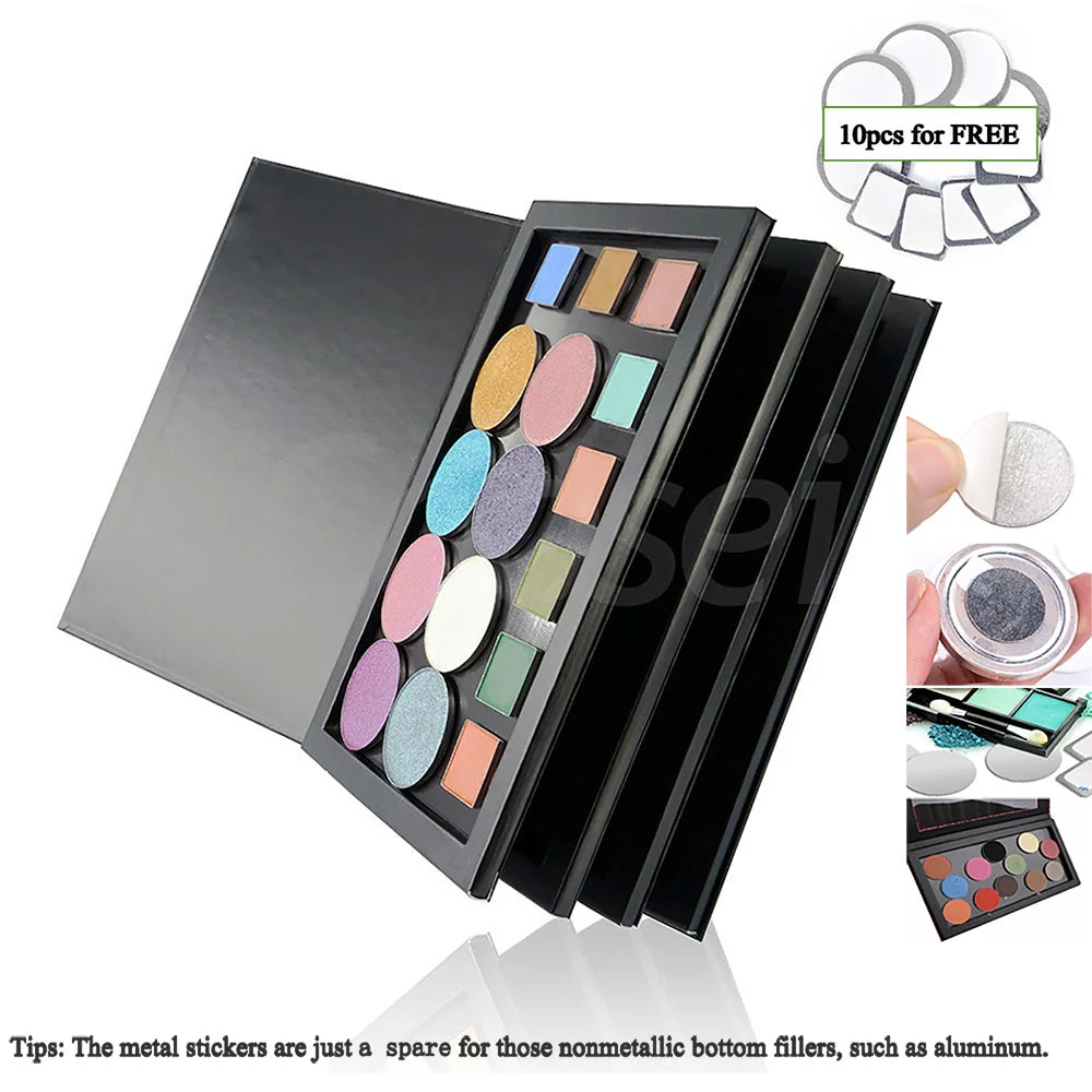 Book Shaped New Extra Large Magnetic Eyeshadow Pallete 3/4 Layers EMPTY Big Makeup Palette Storage Box 60pcs 36mm Shadows