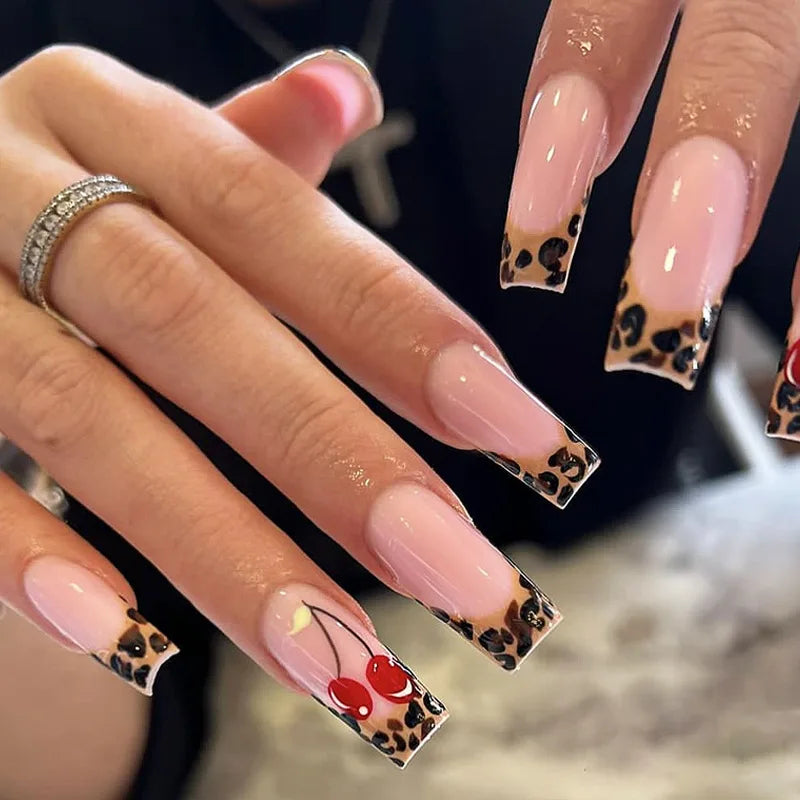 24Pcs Pink French Style Fake Nails 3D Bowknot Designs Short Square Press on Nails Sweet Korean Fashion False Nail for Women Girl