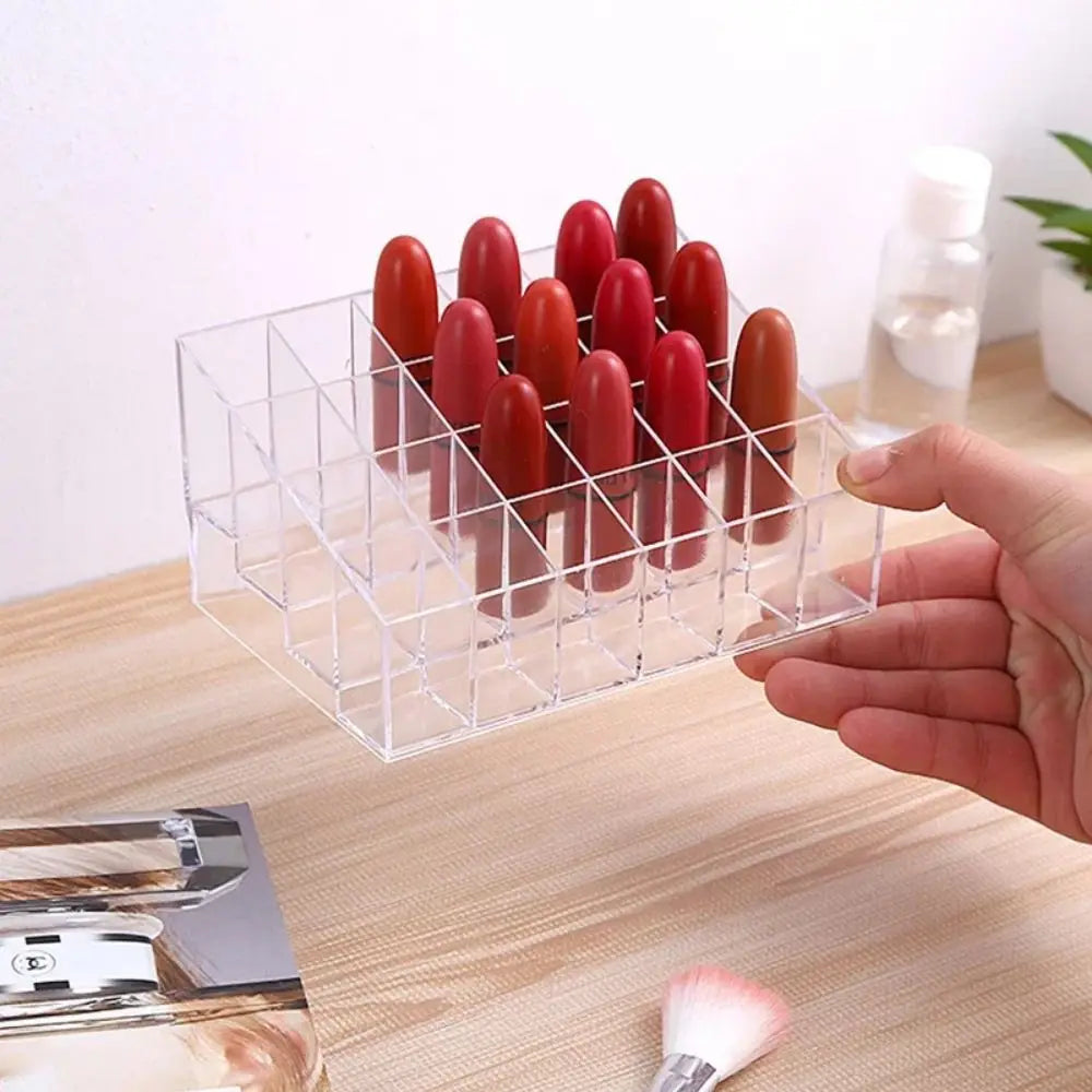 24 Grid Lipstick Holder Acrylic Cosmetics Storage Box Can Store And Sort Lipstick Nail Polish And Jewelry Display Rack