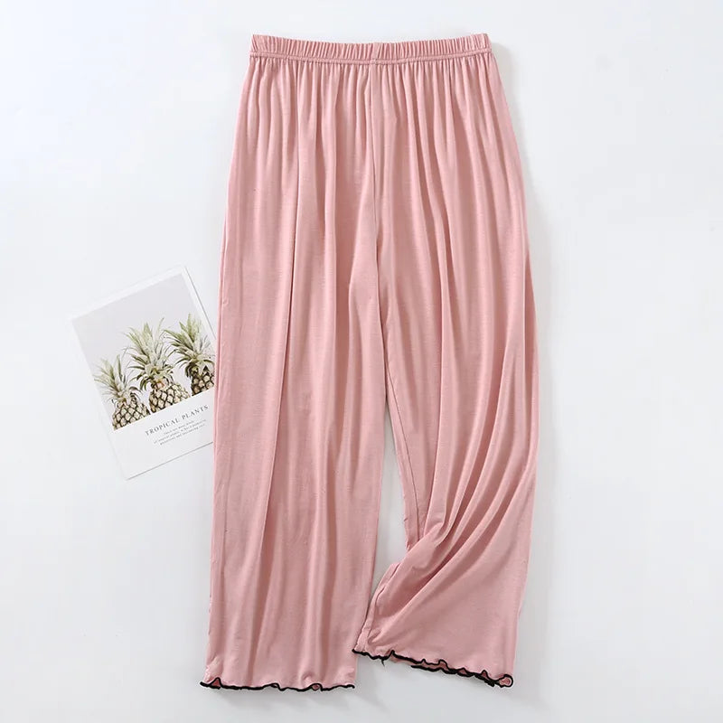 Modal Comfortable Sleep Pants For Womans Spring Summer Pajamas Capri Pant Loose Nightwear 3/4 Length Home Trousers Women