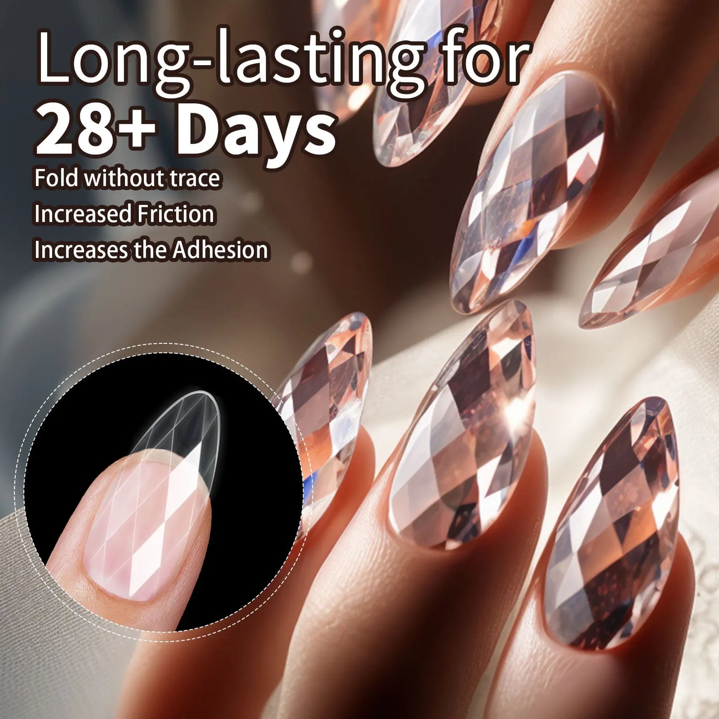 140/120pcs Diamond Almond Nail Ballet False Nails Acrylic Soft Full Coverage Press on Nails DIY Manicure Charm Extension Tools