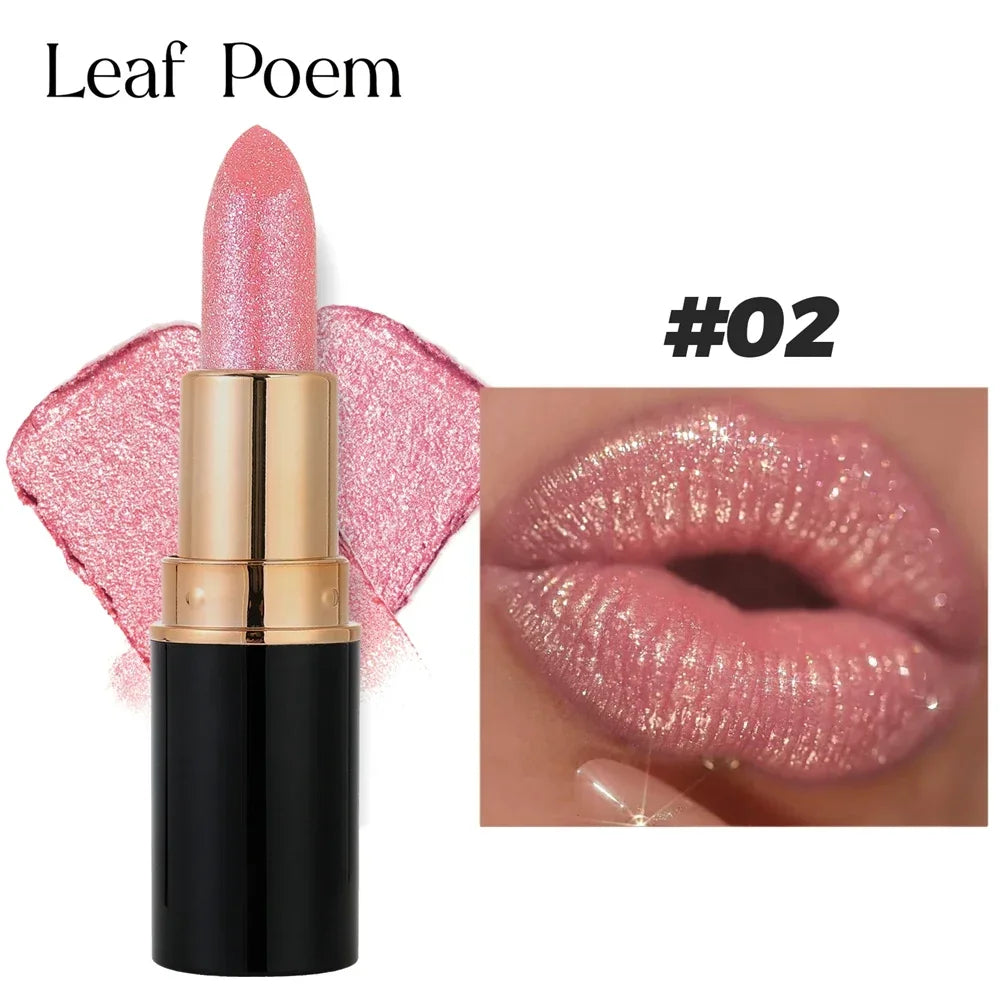 6Colors Glitter Metallic Lipstick Waterproof Long Lasting Diamond Pearlescent Lipstick Sexy Lipgloss Moisturizing Lips Makeup