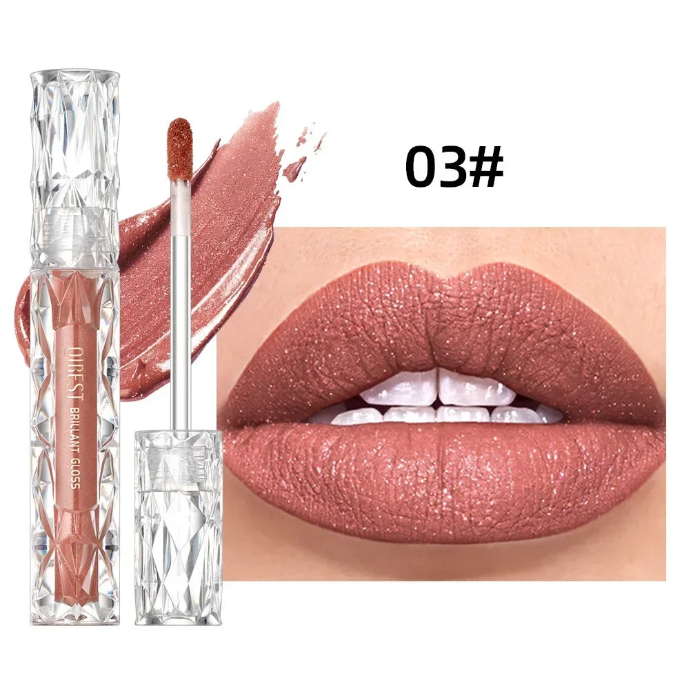 Glitter Diamond Liquid Lipstick Non-stick Cup Non-fading Lip Gloss Moisturizes Pearlescent Lip Glaze Women Sexy Lip Tint Makeup