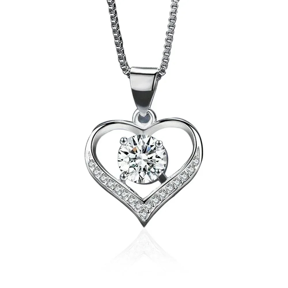 New Mother's Day Women Necklace Love Green Cubic Zirconia Letter "I You" Exquisite Anniversary Gift Mom Fashion Jewelry