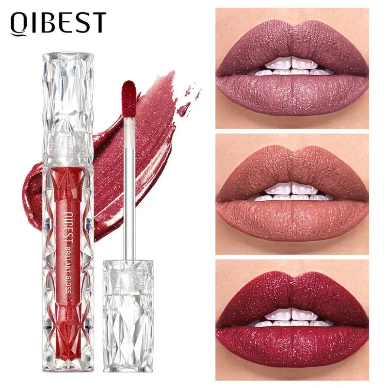 Glitter Diamond Liquid Lipstick Non-stick Cup Non-fading Lip Gloss Moisturizes Pearlescent Lip Glaze Women Sexy Lip Tint Makeup