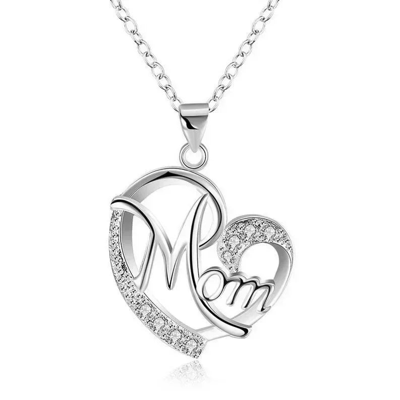 New Mother's Day Women Necklace Love Green Cubic Zirconia Letter "I You" Exquisite Anniversary Gift Mom Fashion Jewelry