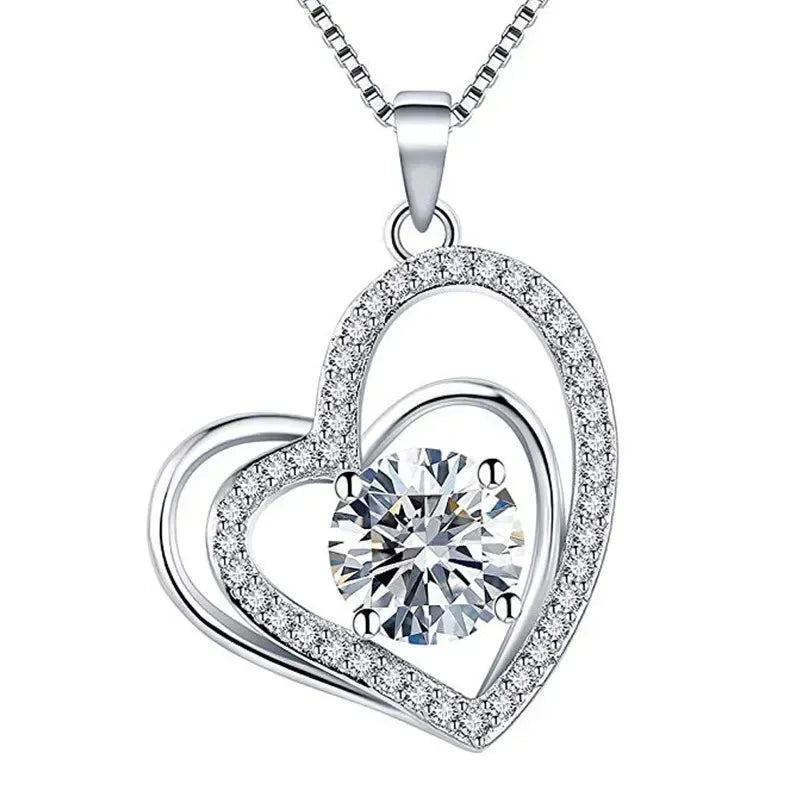 New Mother's Day Women Necklace Love Green Cubic Zirconia Letter "I You" Exquisite Anniversary Gift Mom Fashion Jewelry