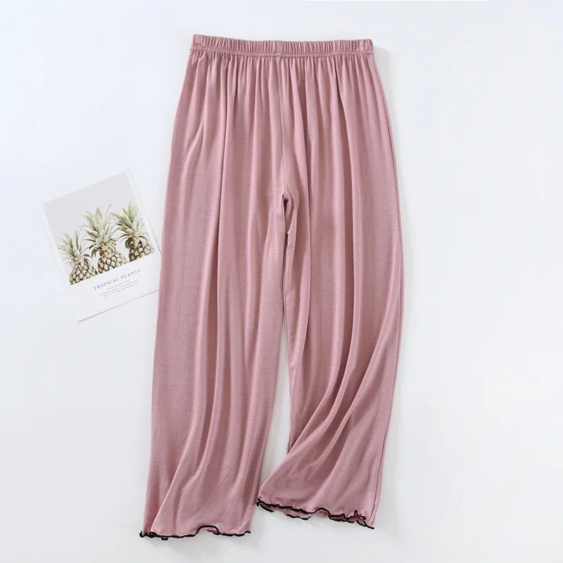 Modal Comfortable Sleep Pants For Womans Spring Summer Pajamas Capri Pant Loose Nightwear 3/4 Length Home Trousers Women