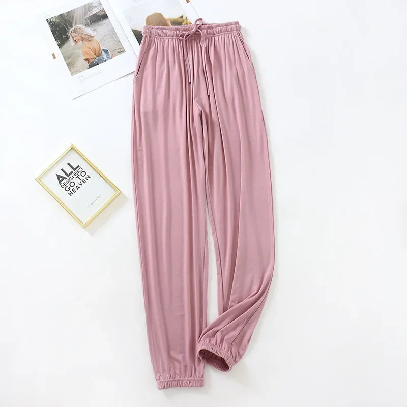 Japanese new style home service ladies pants spring and summer thin modal loose large size solid color home pants women bottoms