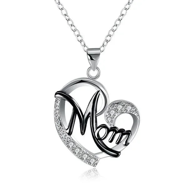 New Mother's Day Women Necklace Love Green Cubic Zirconia Letter "I You" Exquisite Anniversary Gift Mom Fashion Jewelry
